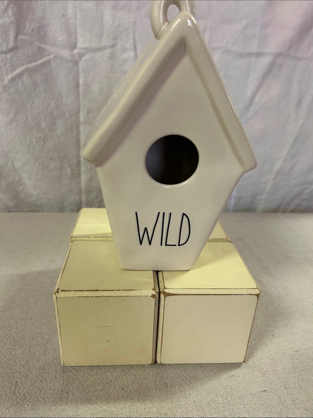Rae Dunn Cream Ceramic 'WILD' Birdhouse Accent